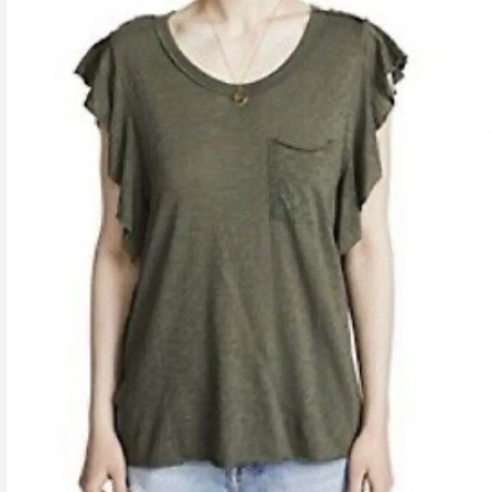 Free People We The Free So Easy Tee Shirt Army Green Medium - Picture 1 of 11
